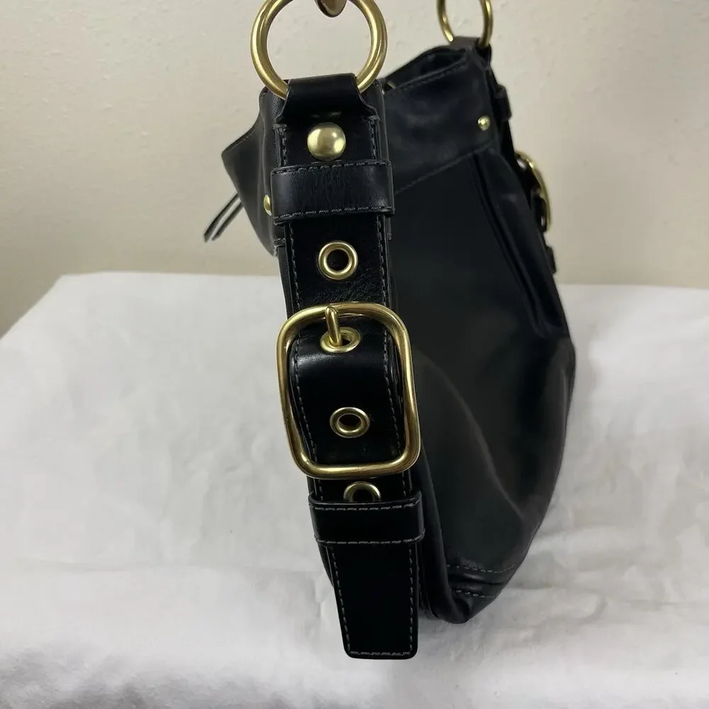 Coach Legacy Zoe Leather Hobo Shoulder Bag Black Style 12671 Brass Dust Bag